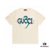 2025 Summer New Gucci Snake Year Limited Edition Double G Parody Letter Logo Print 300g Combed Cotton Crew Neck Short Sleeve T-Shirt Unisex