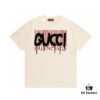 2025 Summer New Gucci Collaborative Collection with Balenciaga, Striped Code Letter Logo Print 300g Combed Cotton Round Neck Short Sleeve T-Shirt, Unisex