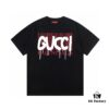 2025 Summer New Arrival Gucci Collaborative Balenciaga Striped Code Letter Logo Print 300g Combed Cotton Crew Neck Short Sleeve T-Shirt Unisex