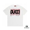 2025 Summer New Gucci GUCCI Collaboration Balenciaga Striped Code Letter Logo Print 300g Combed Cotton Round Neck Short Sleeve T-Shirt Unisex