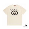 2025 Summer New Arrival GUCCI Classic Double G Logo Print 300g Combed Cotton Crew Neck Short Sleeve T-Shirt Unisex