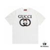 2025 Summer New Arrival Gucci Classic Double G Logo Print 300g Combed Cotton Crew Neck Short Sleeve T-Shirt Unisex