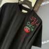 GUCCI 2025 Spring/Summer New Arrival Unisex T-Shirt with Red-Green Embroidered Logo and Print