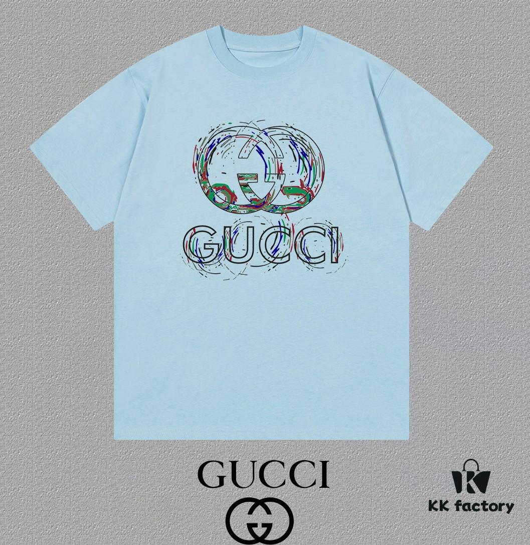 GUCCI 25SS Master-Designed New Arrival Printed Crew Neck Short Sleeve T-Shirt, 300g