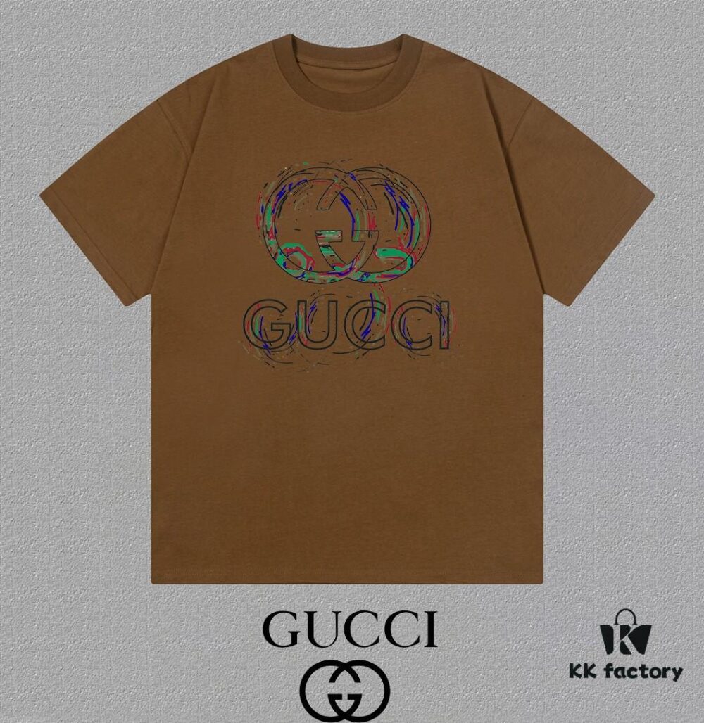 GUCCI 25SS Master-Designed New Arrival Printed Round-Neck Short-Sleeve T-Shirt, 300g