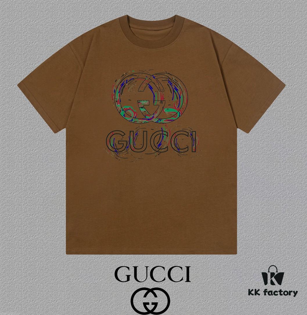 GUCCI 25SS Master-Designed New Arrival Printed Round-Neck Short-Sleeve T-Shirt, 300g