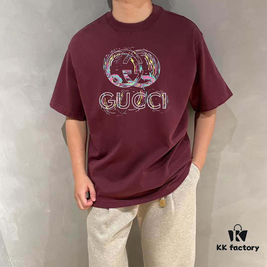 GUCCI 25SS Master-Designed New Arrival Printed Round-Neck Short-Sleeve T-Shirt 300g