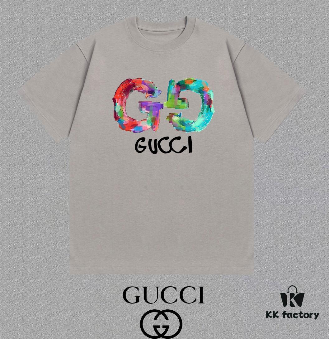 GUCCI 25SS Master-Designed Brand New Fashion Print Round-Neck Short-Sleeve T-Shirt, 300g
