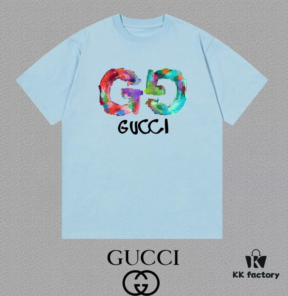 GUCCI 25SS Master-Designed New Arrival Printed Round-Neck Short-Sleeve T-Shirt, 300g