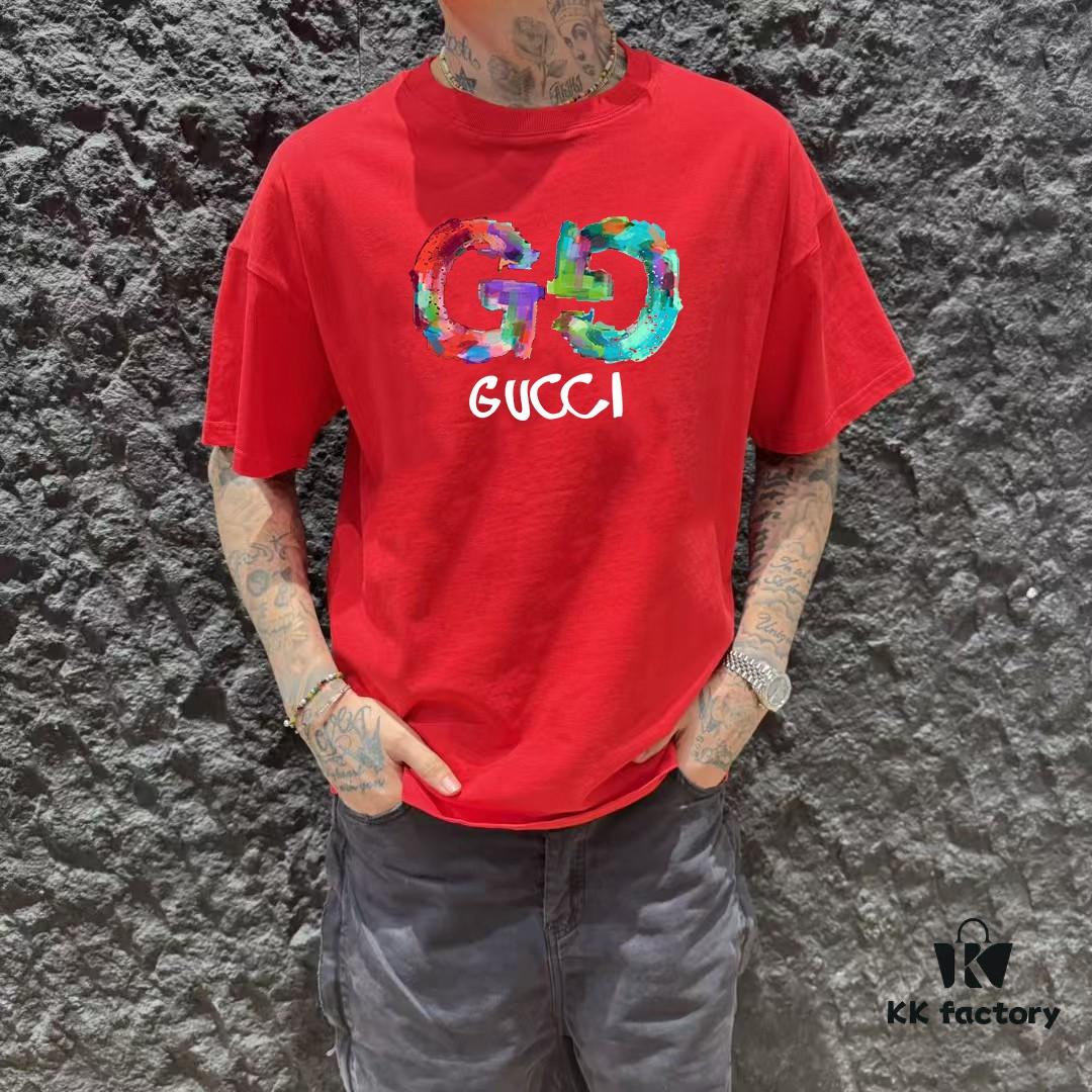 GUCCI 25SS Master-Designed New Arrival Printed Crew Neck Short Sleeve T-Shirt 300g