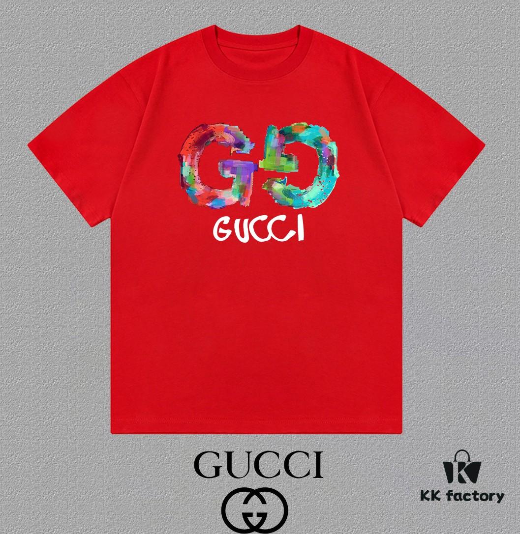 GUCCI 25SS Master-Designed New Arrival Printed Crew Neck Short Sleeve T-Shirt 300g