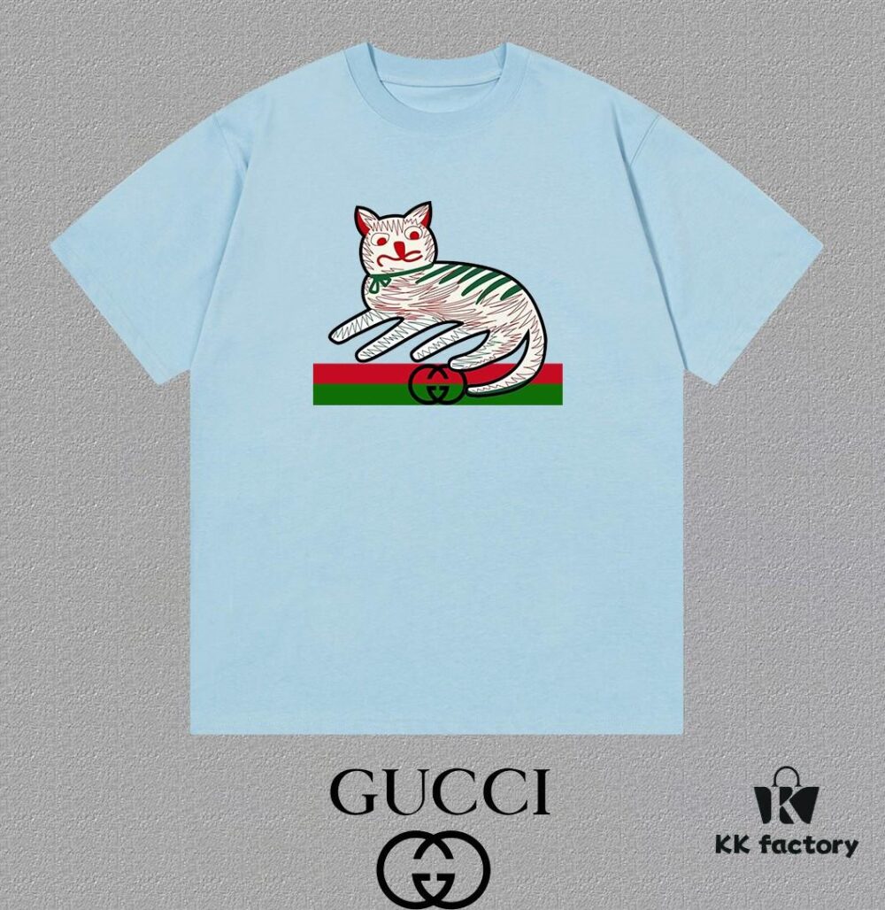 GUCCI 25SS Master-Designed New Arrival Printed Round-Neck Short-Sleeve T-Shirt 300g