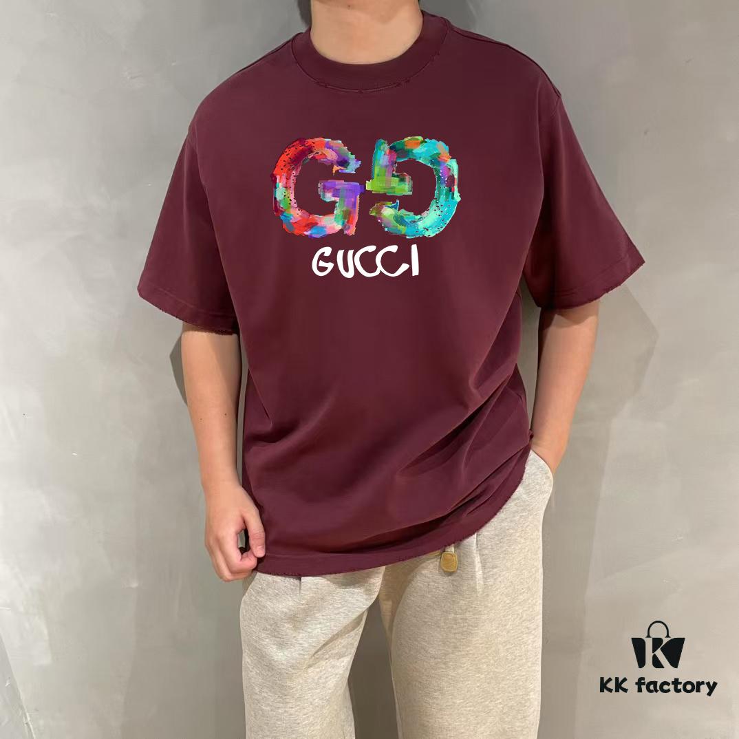 GUCCI 25SS Master-Designed New Arrival Printed Round-Neck Short-Sleeve T-Shirt 300g