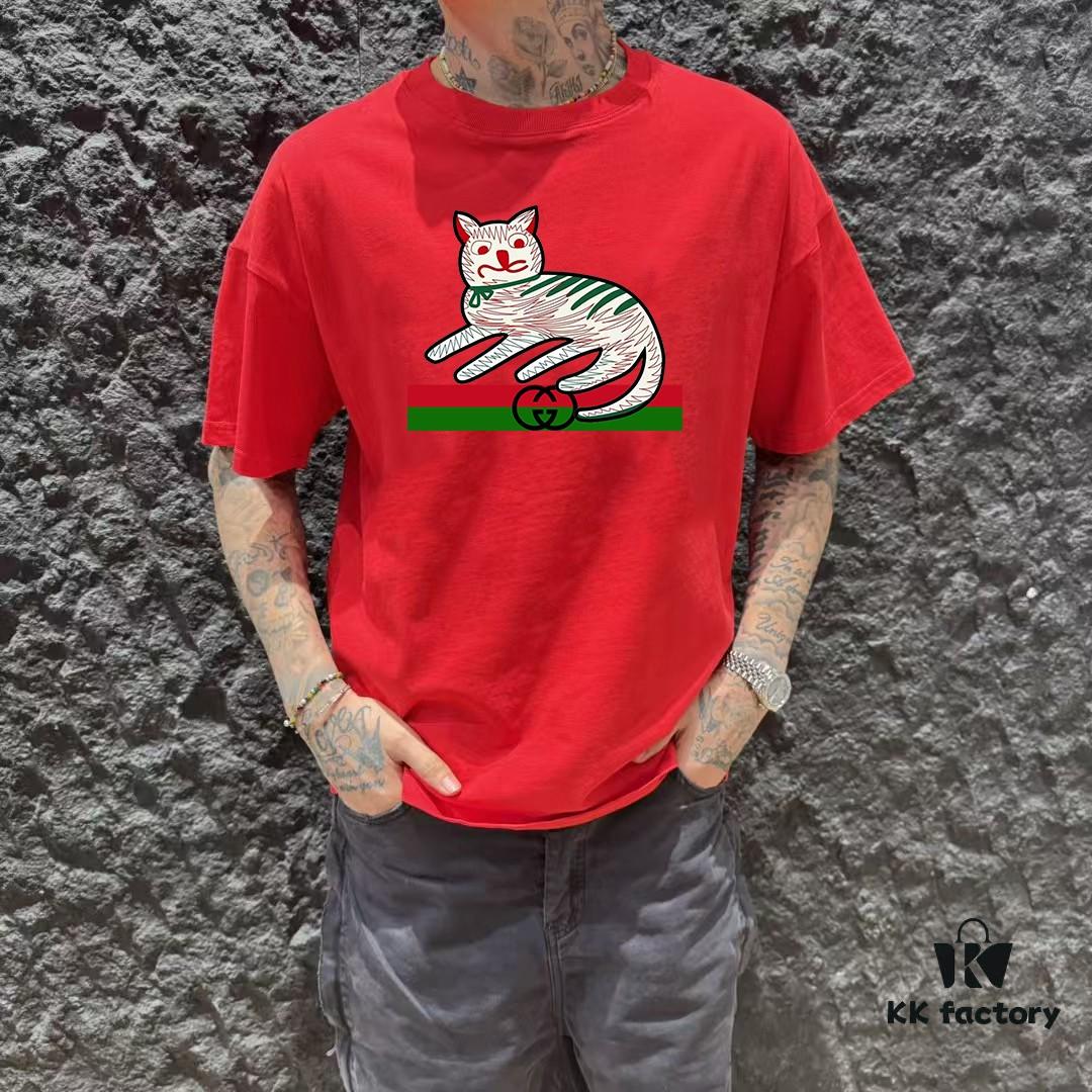 GUCCI 25SS Master-Designed New Arrival Printed Round-Neck Short-Sleeve T-Shirt 300g