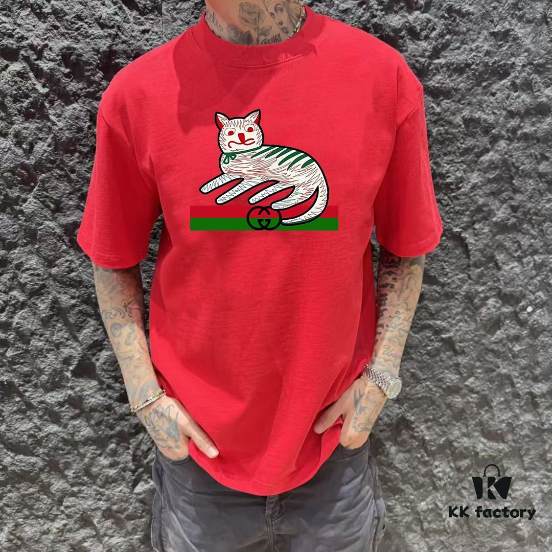 GUCCI 25SS Master-Designed New Arrival Printed Round-Neck Short-Sleeve T-Shirt 300g