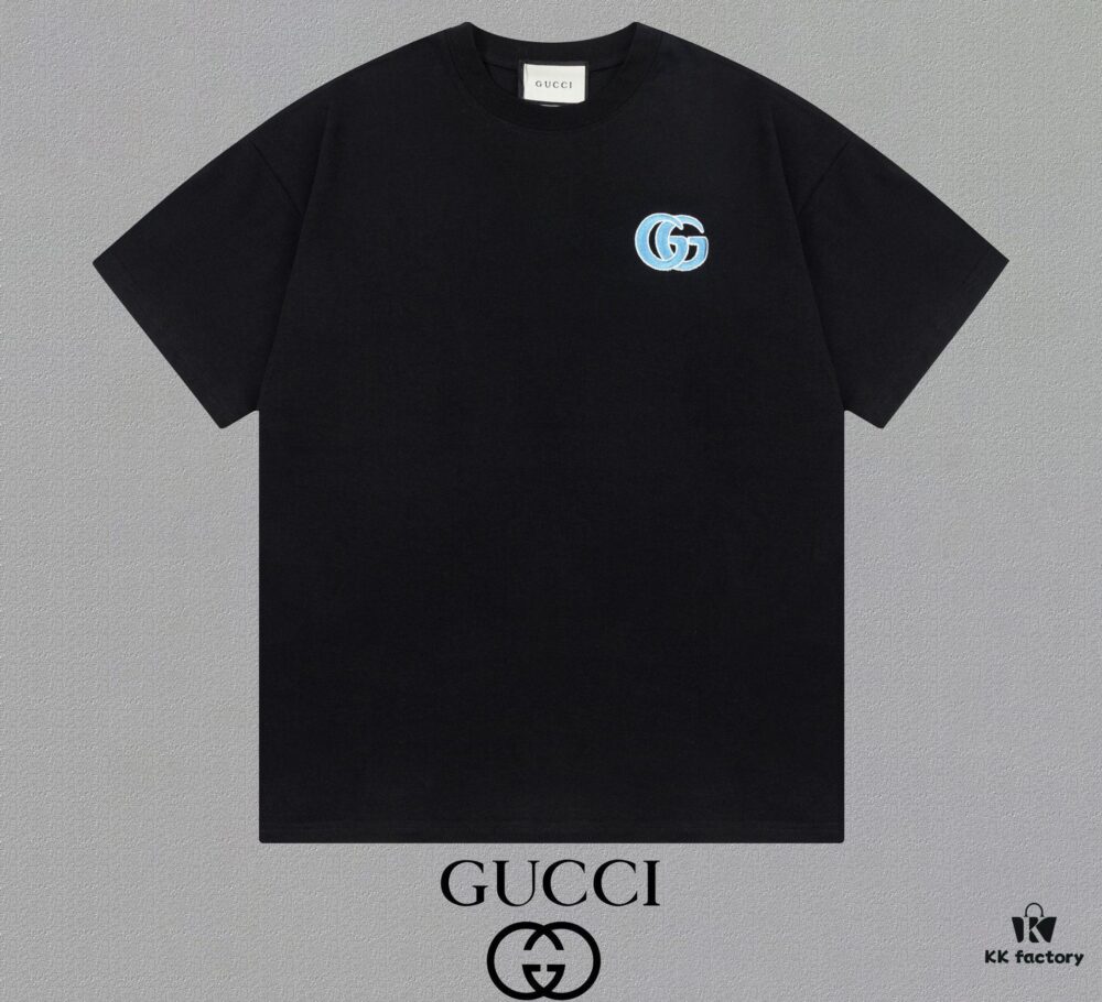 Gucci Embroidered Short Sleeve T-Shirt (Top Quality Version, Different from Standard Stock) Unisex 100% Cotton Heavyweight Dual-Yarn Tee