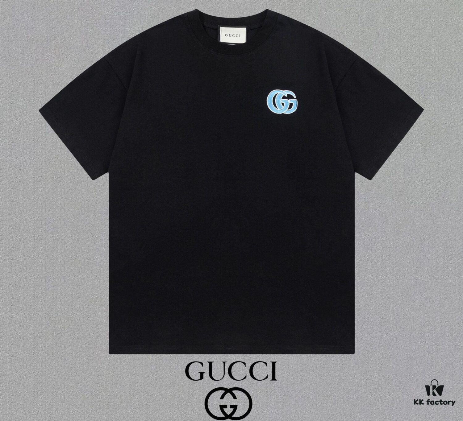 Gucci Embroidered Short Sleeve T-Shirt (Top Quality Version, Different from Standard Stock) Unisex 100% Cotton Heavyweight Dual-Yarn Tee