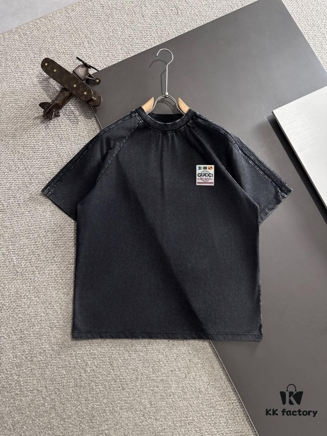 High-Quality GUCCI 2025 Spring/Summer New Men's Tie-Dye Washed Short-Sleeve T-Shirt