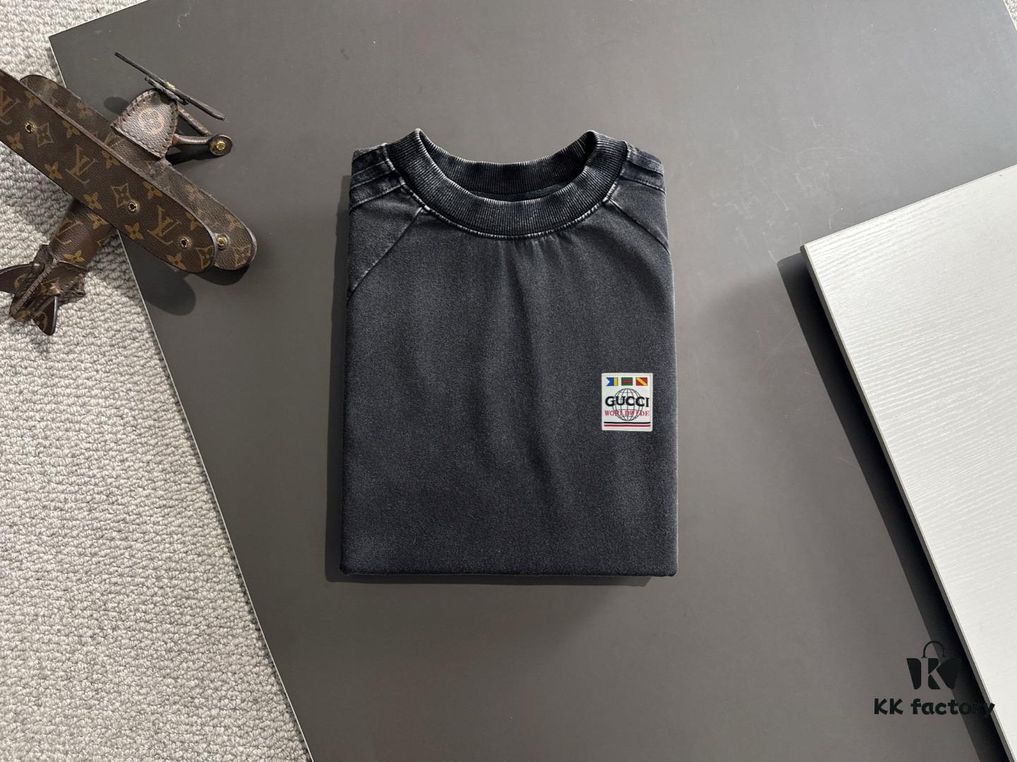 High-Quality GUCCI 2025 Spring/Summer New Men's Tie-Dye Washed Short-Sleeve T-Shirt