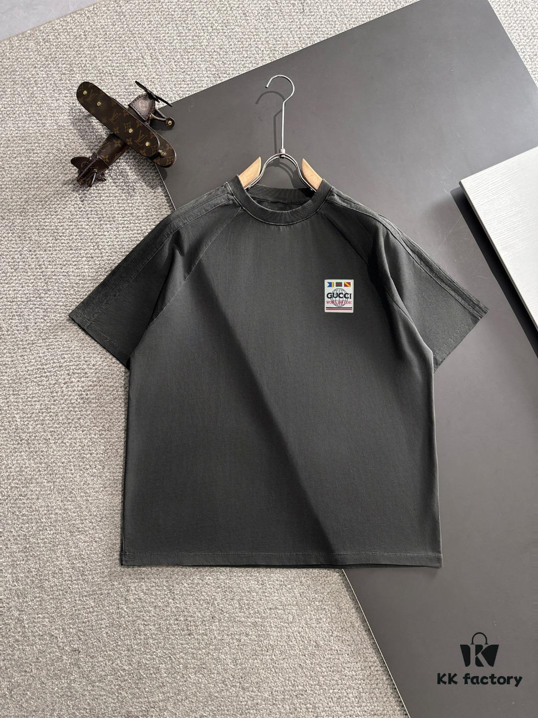 High-Quality GUCCI 2025 Spring/Summer New Men's Tie-Dye Washed Short-Sleeve T-Shirt