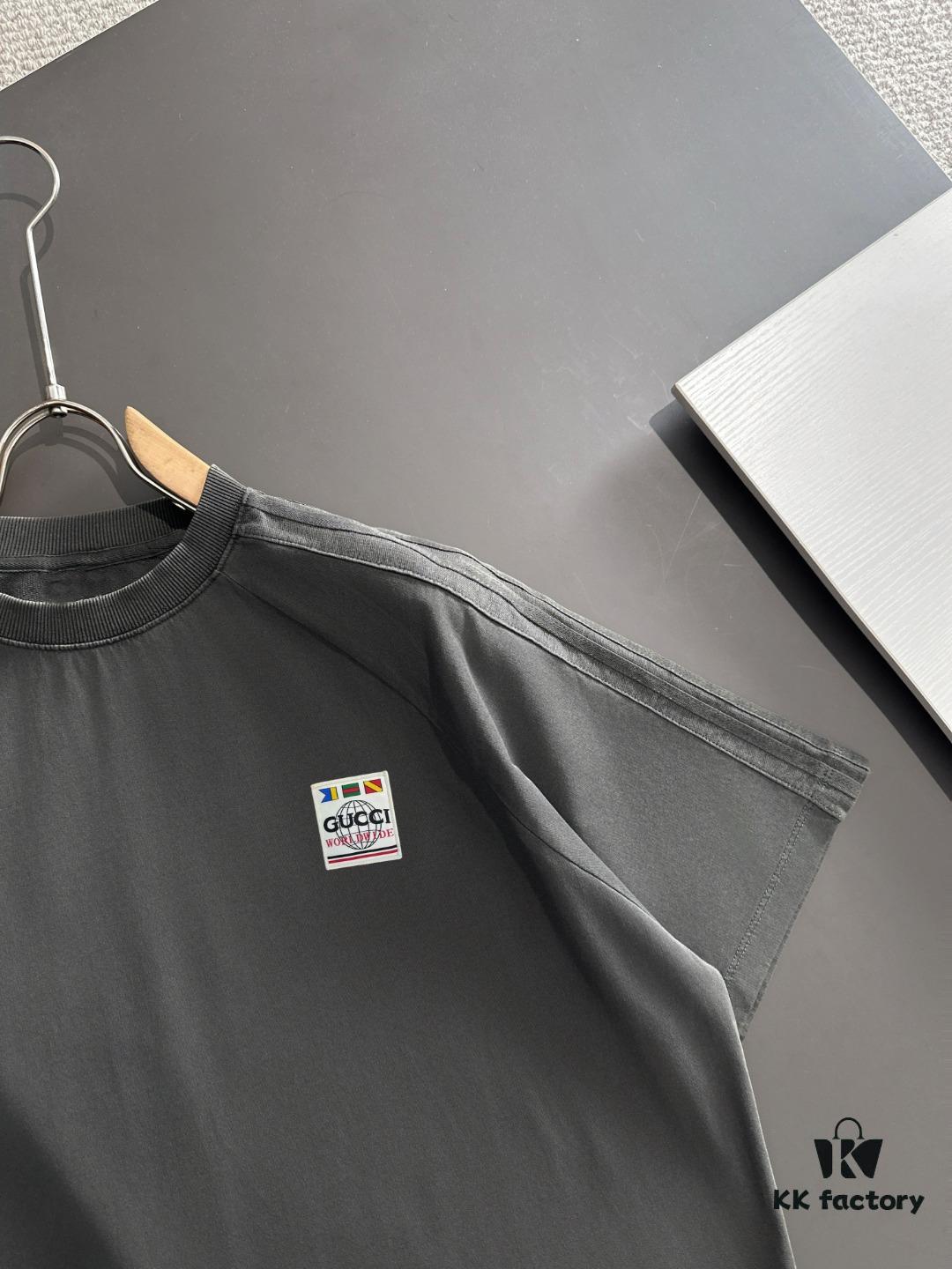 High-Quality GUCCI 2025 Spring/Summer New Men's Tie-Dye Washed Short-Sleeve T-Shirt