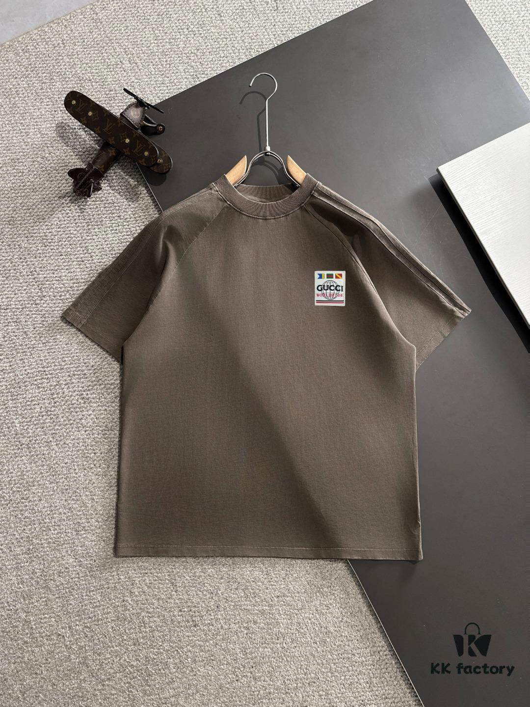 High-Quality GUCCI 2025 Spring/Summer New Men's Tie-Dye Washed Short-Sleeve T-Shirt