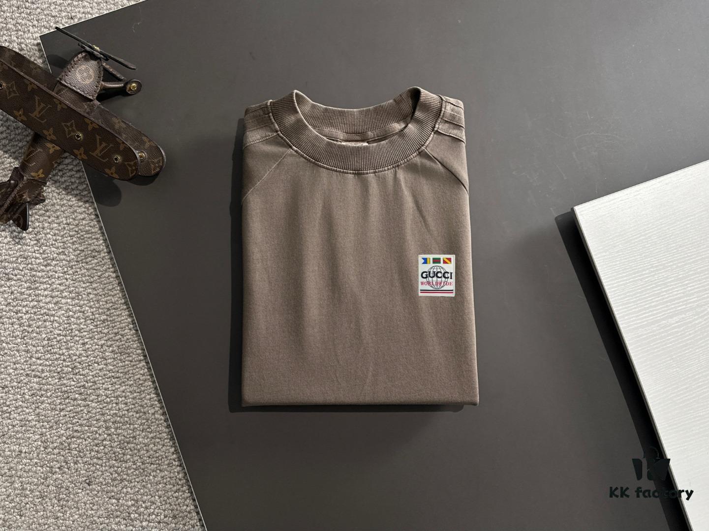 High-Quality GUCCI 2025 Spring/Summer New Men's Tie-Dye Washed Short-Sleeve T-Shirt