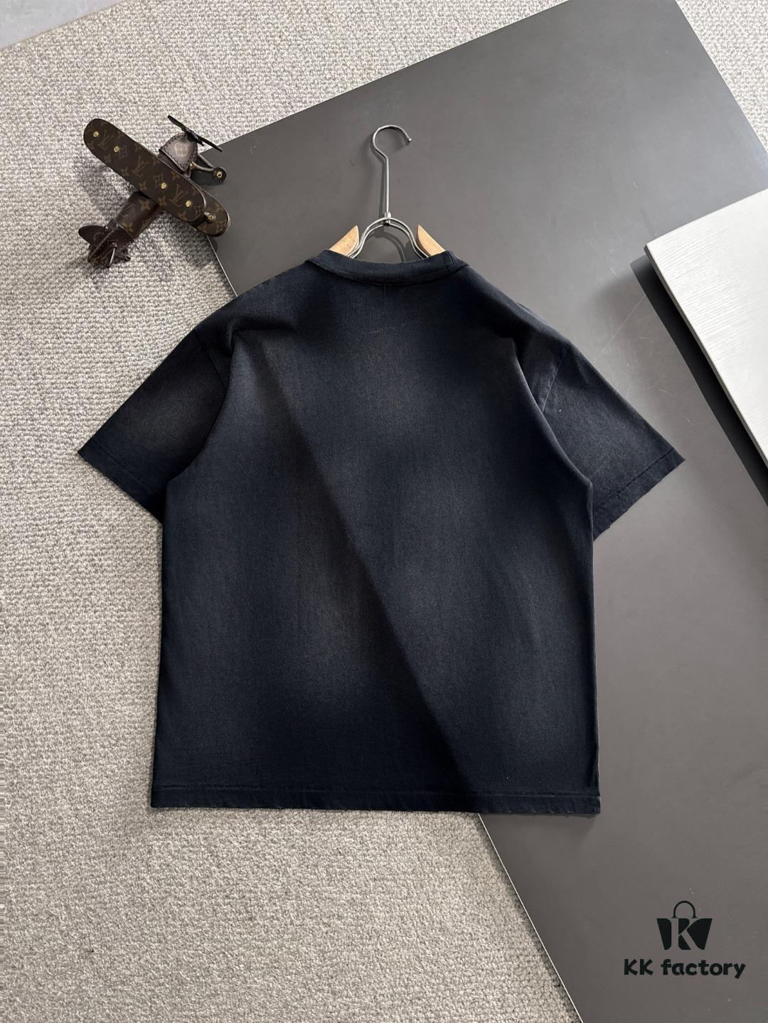 High-Quality GUCCI 2025 Spring/Summer New Men's Tie-Dye Washed Short-Sleeve T-Shirt