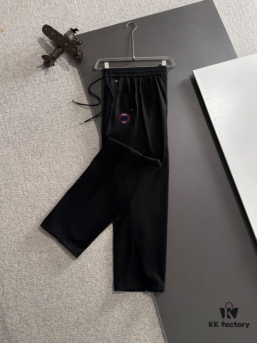 GUCCI 2025 Spring/Summer New Elastic Waist Casual Pants, Lightweight Custom Counter Fabric, Breathable and Comfortable, Exquisite Details, Brand Design Concept, High Quality, Soft and Smooth Touch