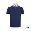 Gucci 24SS Polo Shirt with Striped Collar and Embroidered Double G Logo