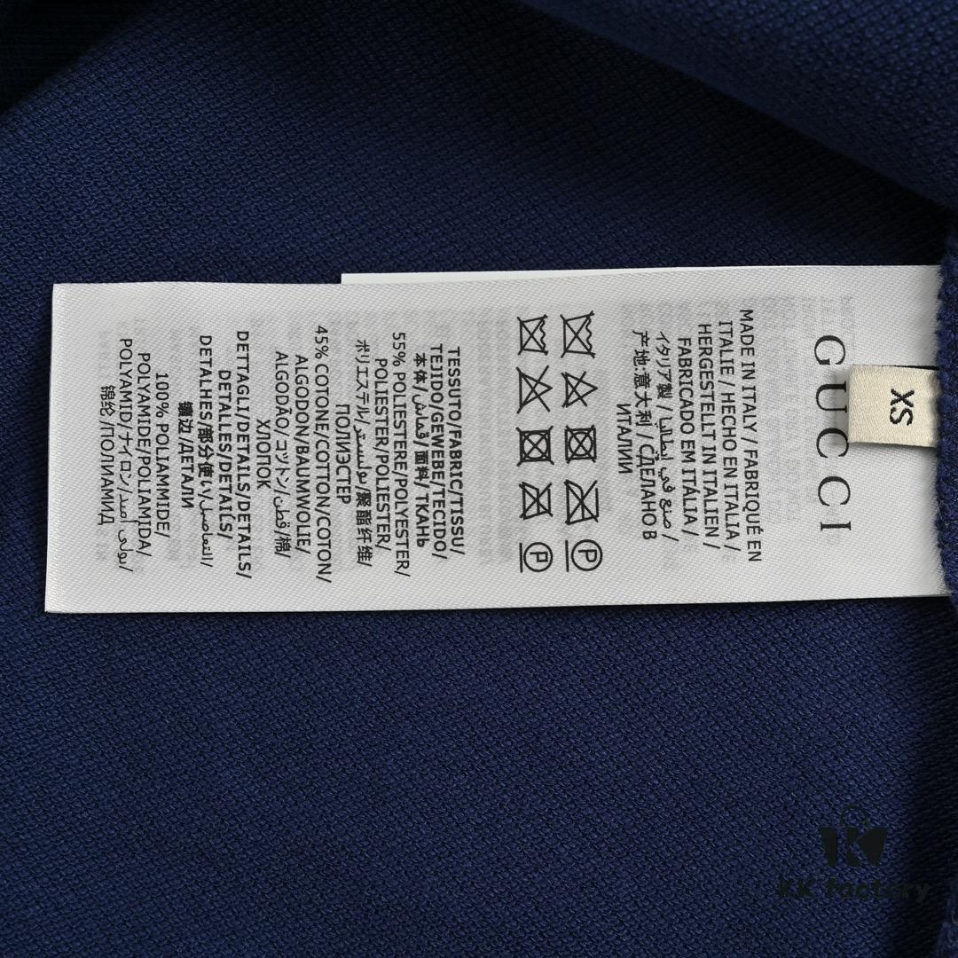 Gucci 24SS Polo Shirt with Striped Collar and Embroidered Double G Logo