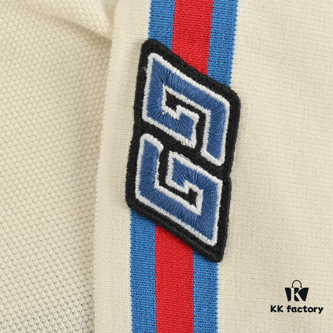 Gucci 24SS Polo Short Sleeve with Striped Collar and Embroidered Double G