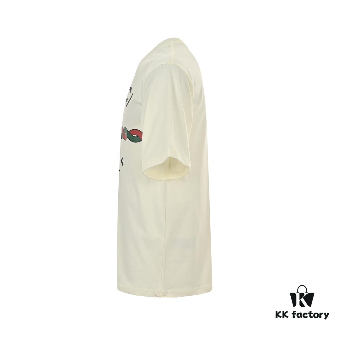 Gucci 22SS Braided Logo Letter Print Short Sleeve T-Shirt