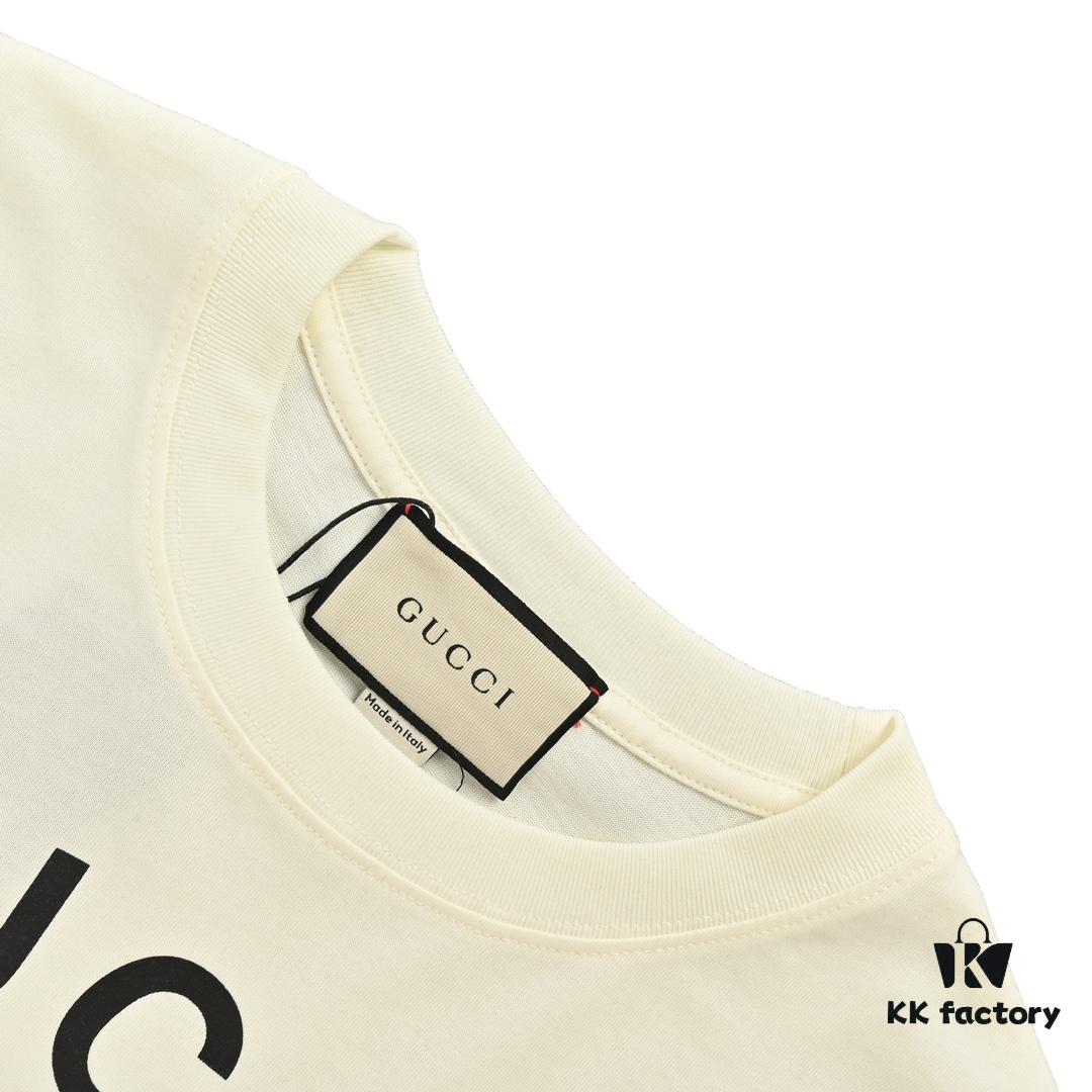 Gucci 22SS Braided Logo Letter Print Short Sleeve T-Shirt