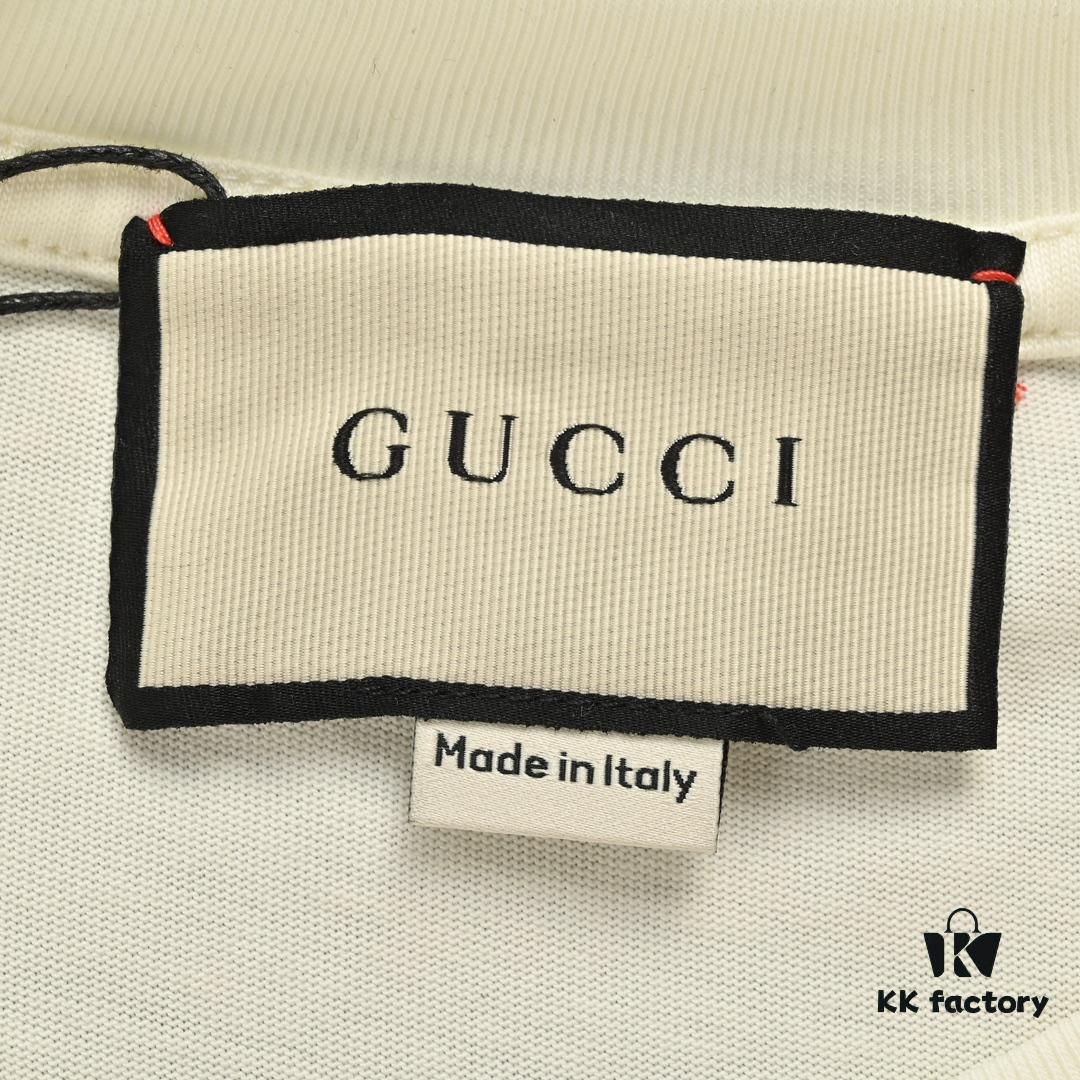 Gucci 22SS Braided Logo Letter Print Short Sleeve T-Shirt