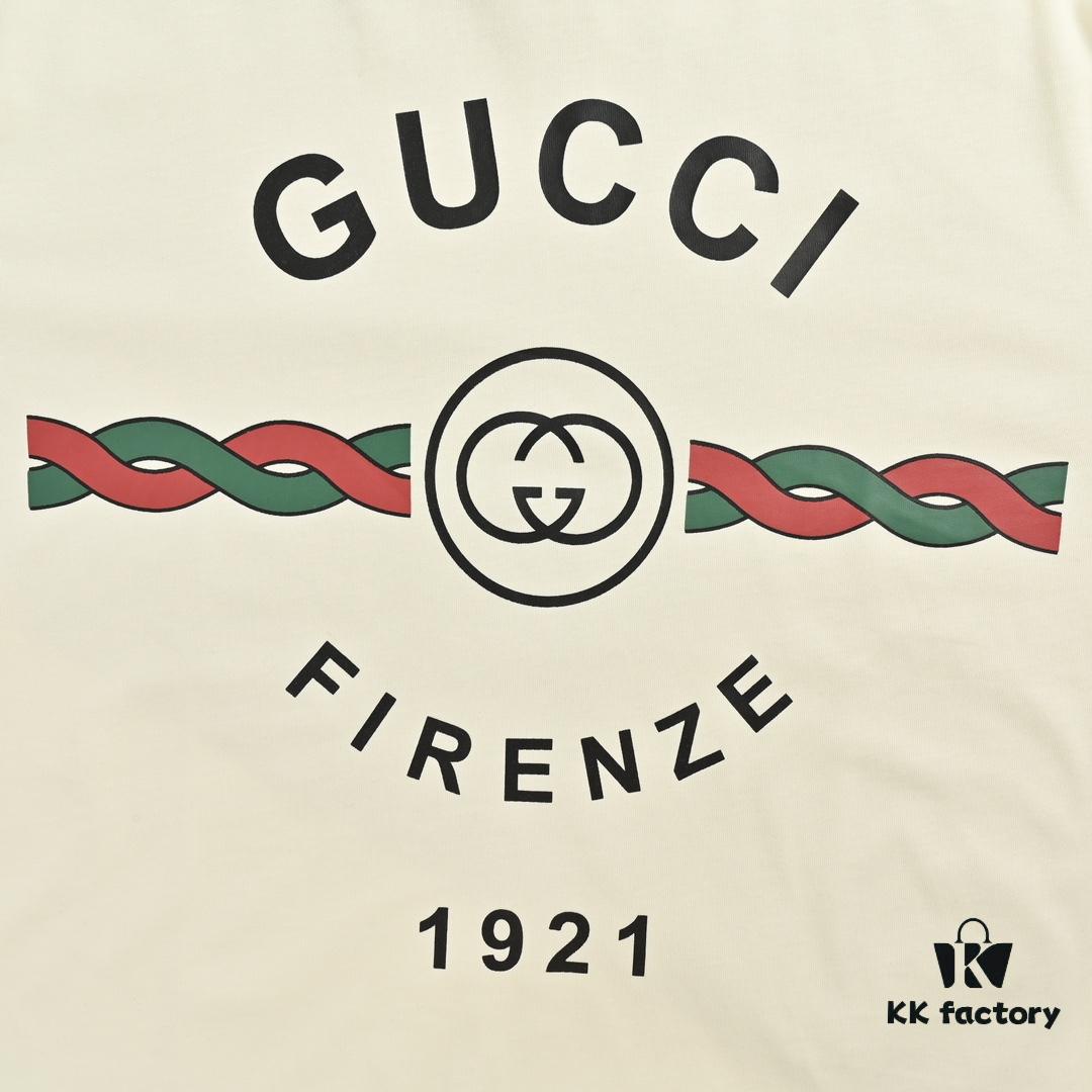 Gucci 22SS Braided Logo Letter Print Short Sleeve T-Shirt
