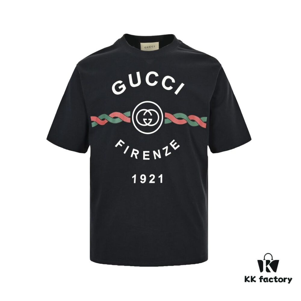 Gucci 22SS Braided Logo Letter Print Short-Sleeve T-Shirt