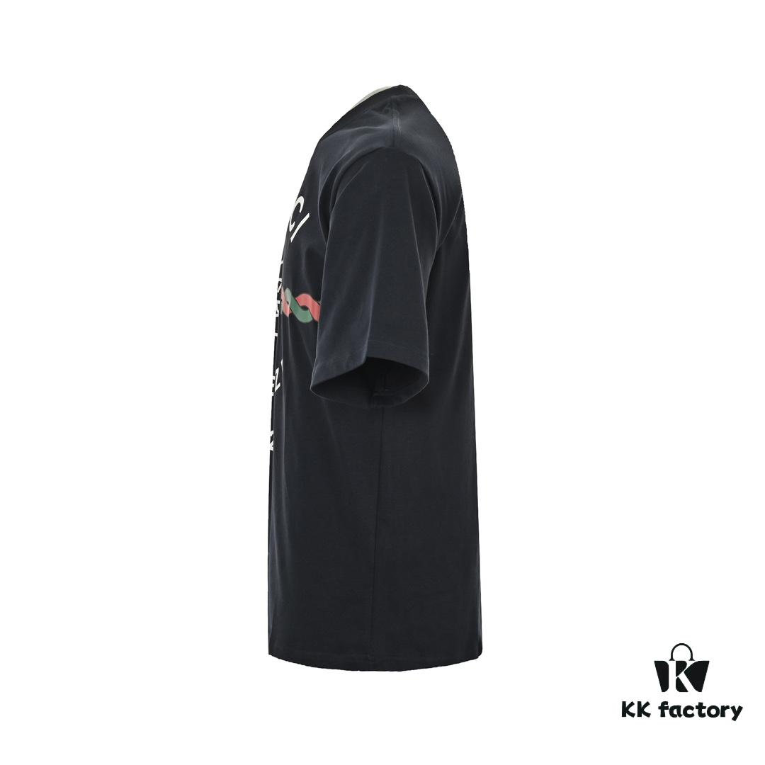 Gucci 22SS Braided Logo Letter Print Short-Sleeve T-Shirt