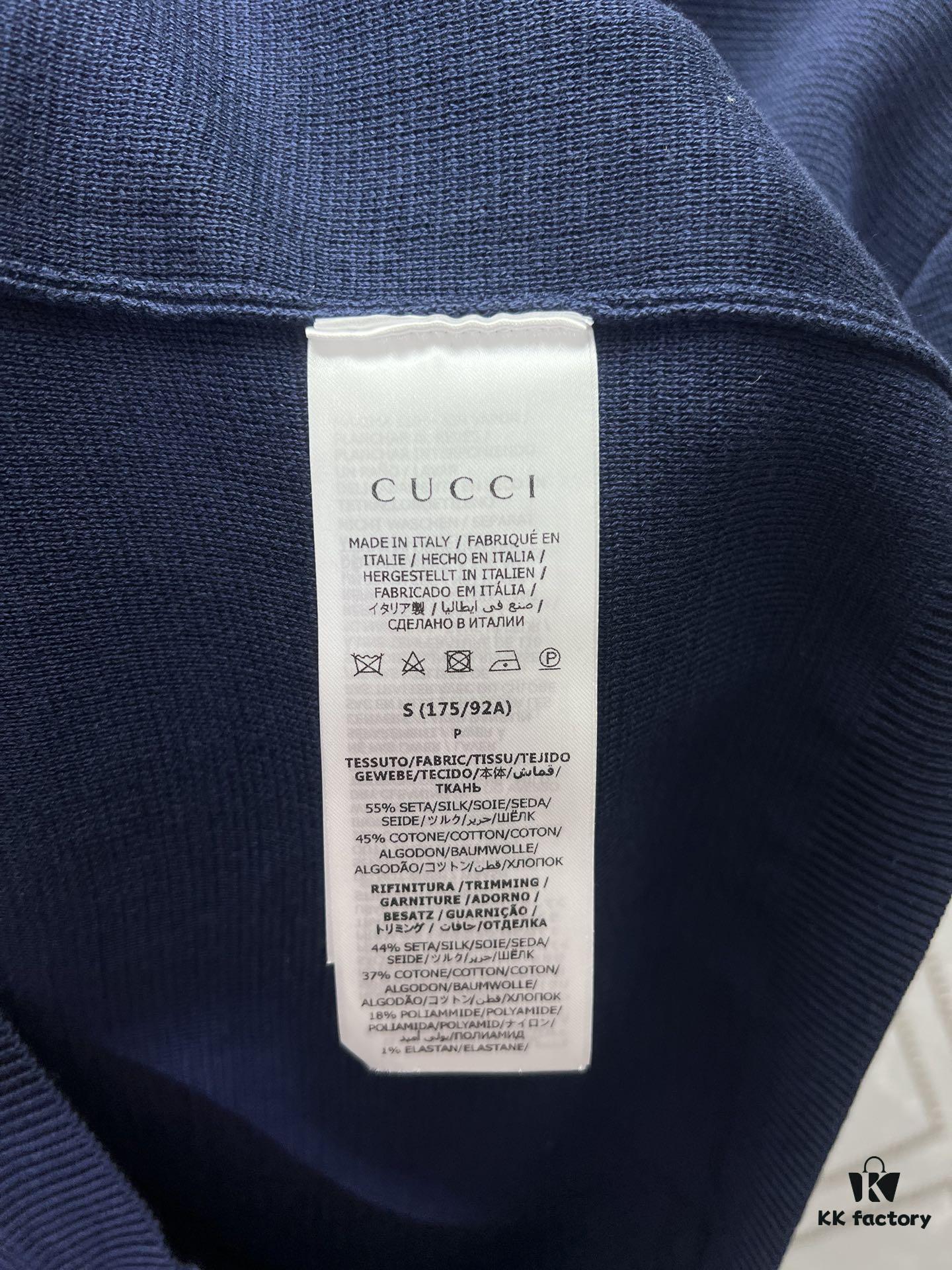 Gucci 25SS New Arrival Knitwear Crafted from Ribbed Silk-Cotton Blend Knit Fabric, Enhanced with Gucci Intarsia for Added Charm