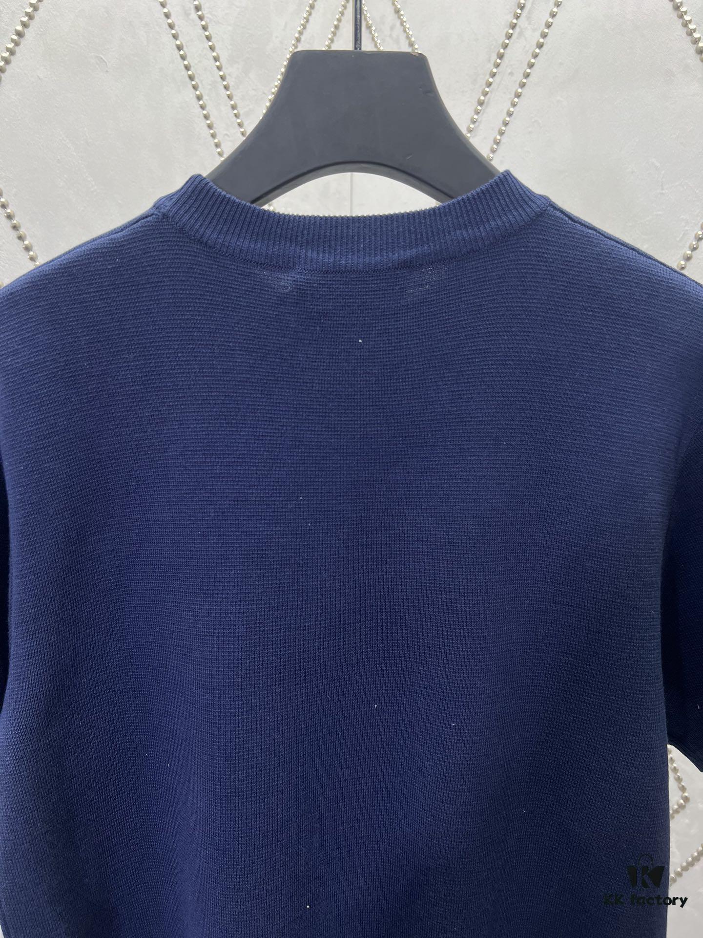 Gucci 25SS New Arrival Knitwear Crafted from Ribbed Silk-Cotton Blend Knit Fabric, Enhanced with Gucci Intarsia for Added Charm