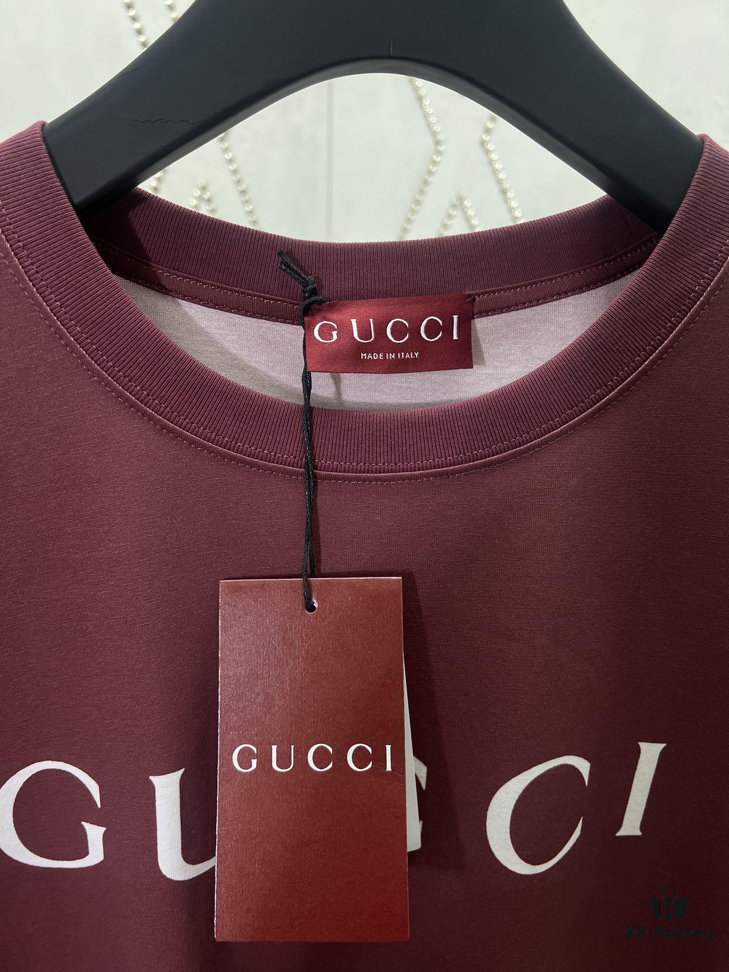 Gucci 25SS New Standard Fit Knit Cotton T-Shirt Featuring Reflective Gucci Print