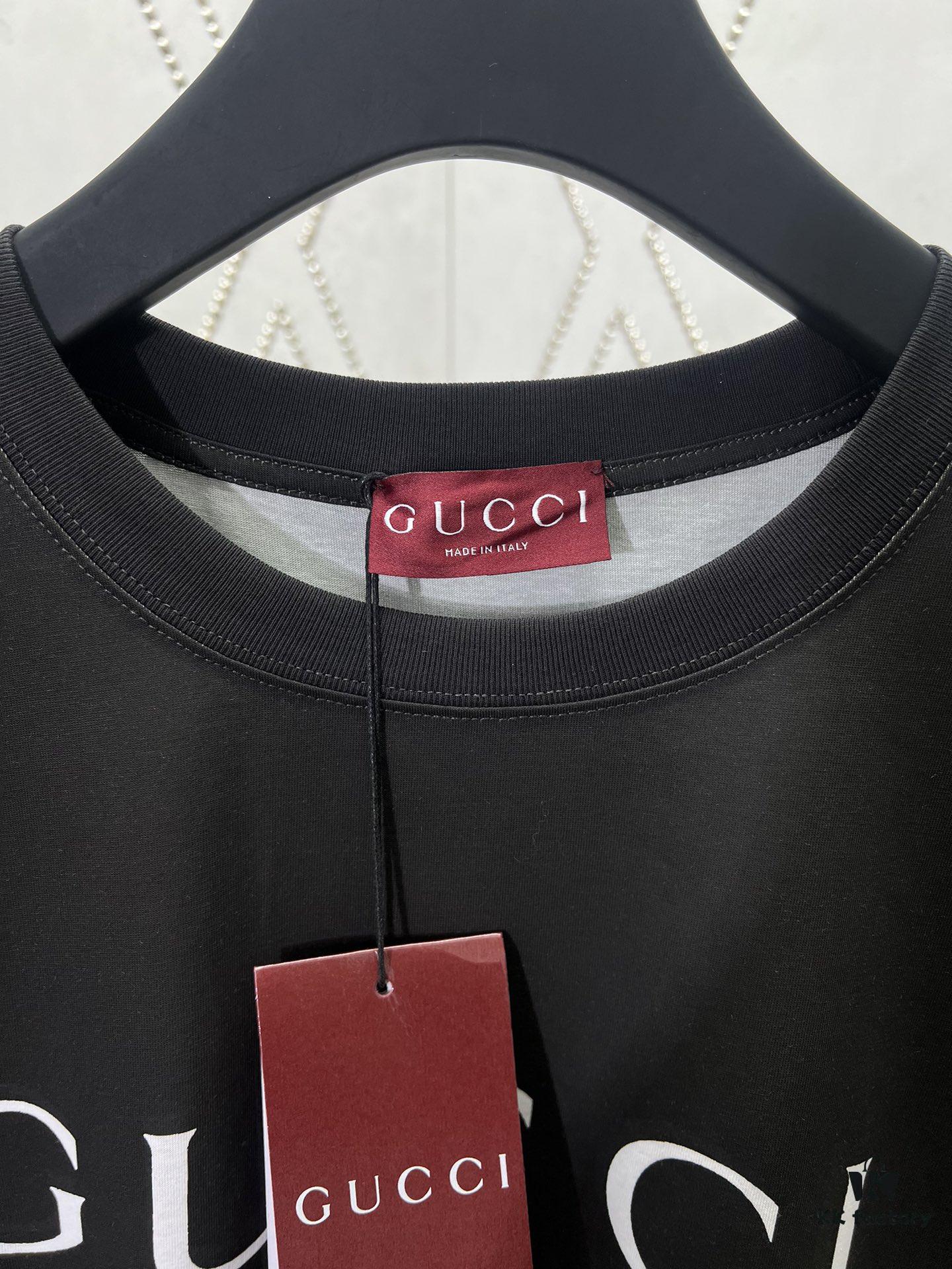 Gucci 25SS New Standard Fit Knit Cotton T-Shirt with Reflective Gucci Print