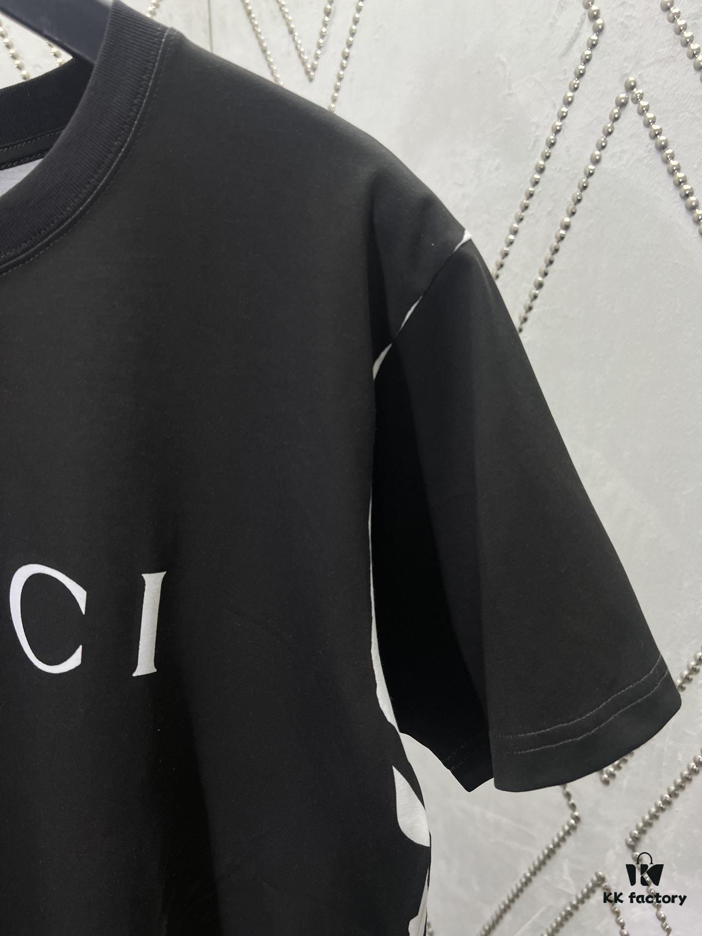 Gucci 25SS New Standard Fit Knit Cotton T-Shirt with Reflective Gucci Print