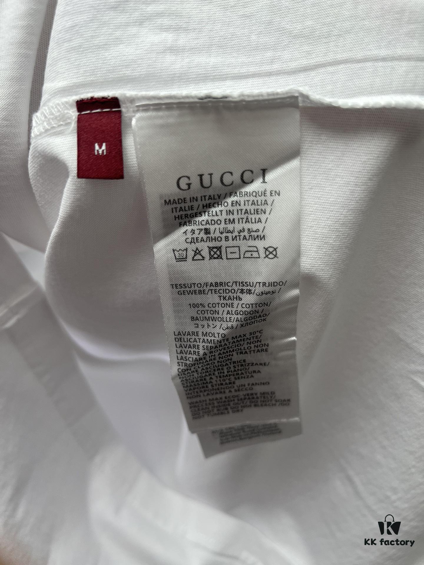 Gucci 25SS New Arrival Oversized Knit Cotton T-Shirt with Gucci Embroidery