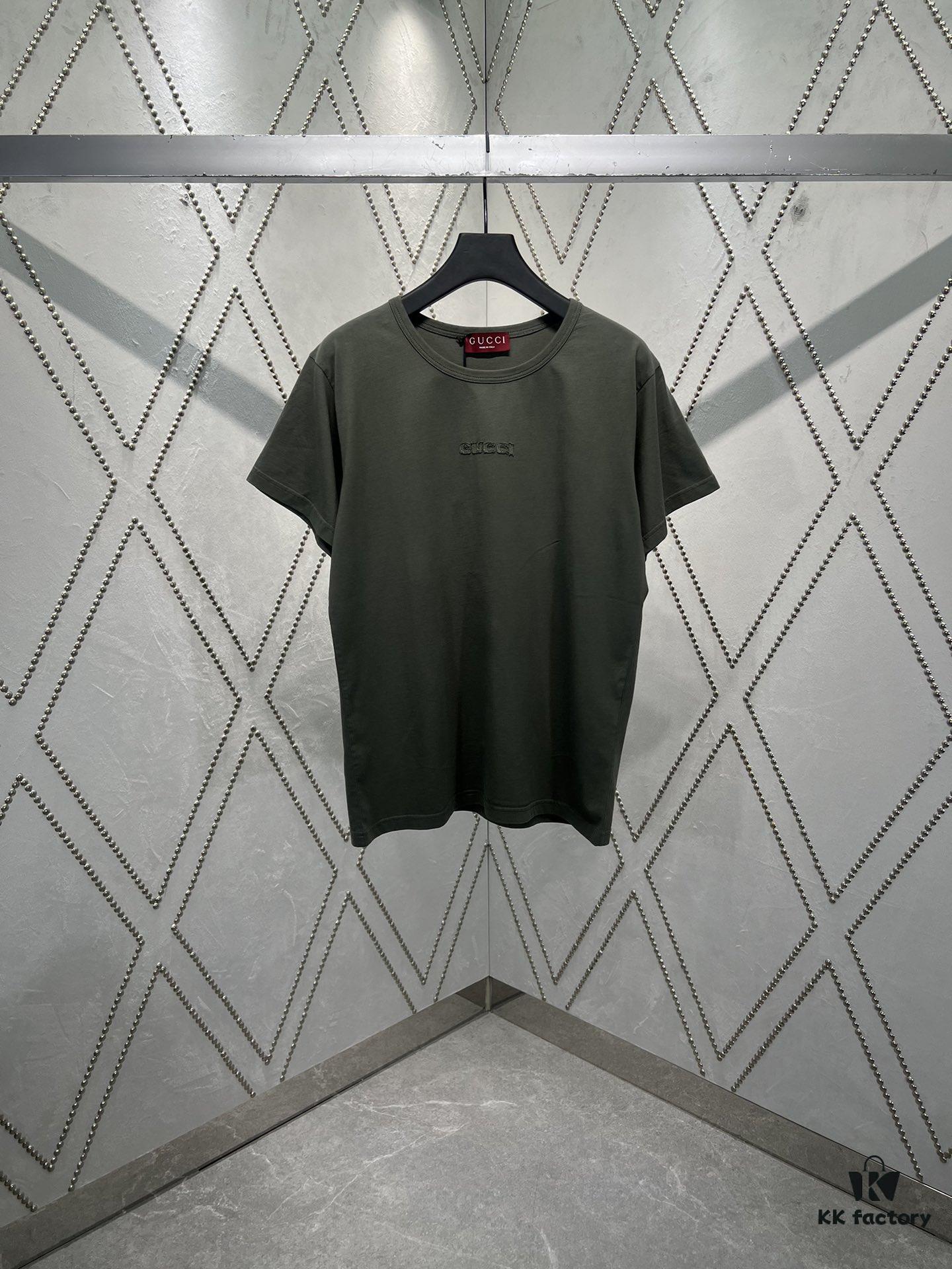 Gucci 25SS New Arrival Oversized Knit Cotton T-Shirt with Gucci Embroidery