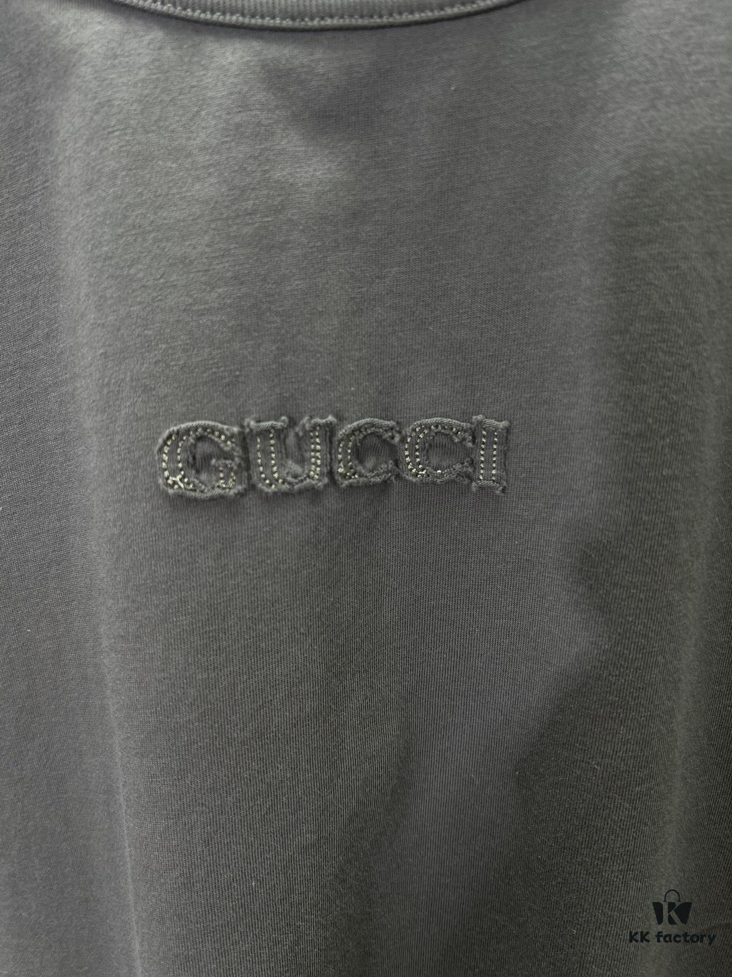 Gucci 25SS New Arrival Oversized Knit Cotton T-Shirt with Gucci Embroidery