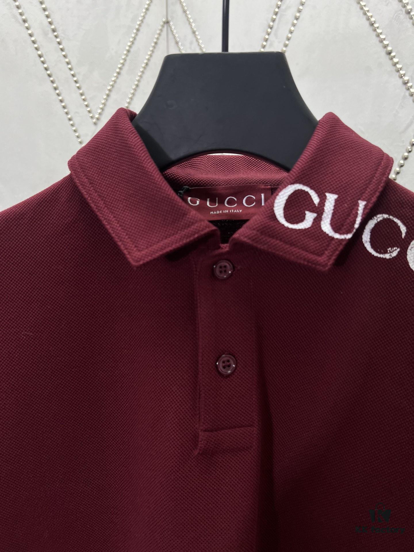 Gucci 2025 Spring Collection Presents Classic Style Pieces, Featuring a Polo Shirt Crafted from Elastic Piqué Cotton with a Refined Gucci Print