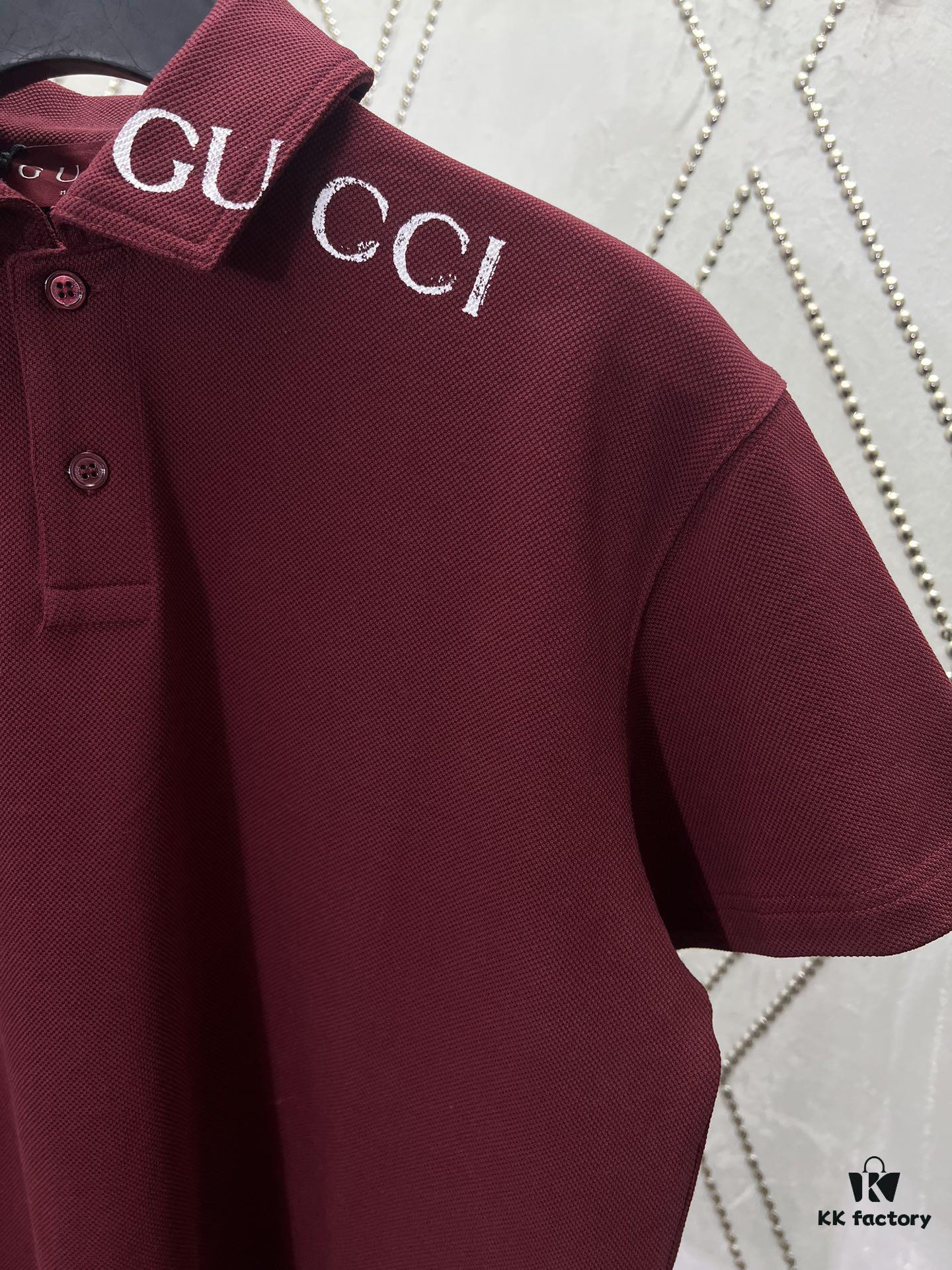 Gucci 2025 Spring Collection Presents Classic Style Pieces, Featuring a Polo Shirt Crafted from Elastic Piqué Cotton with a Refined Gucci Print
