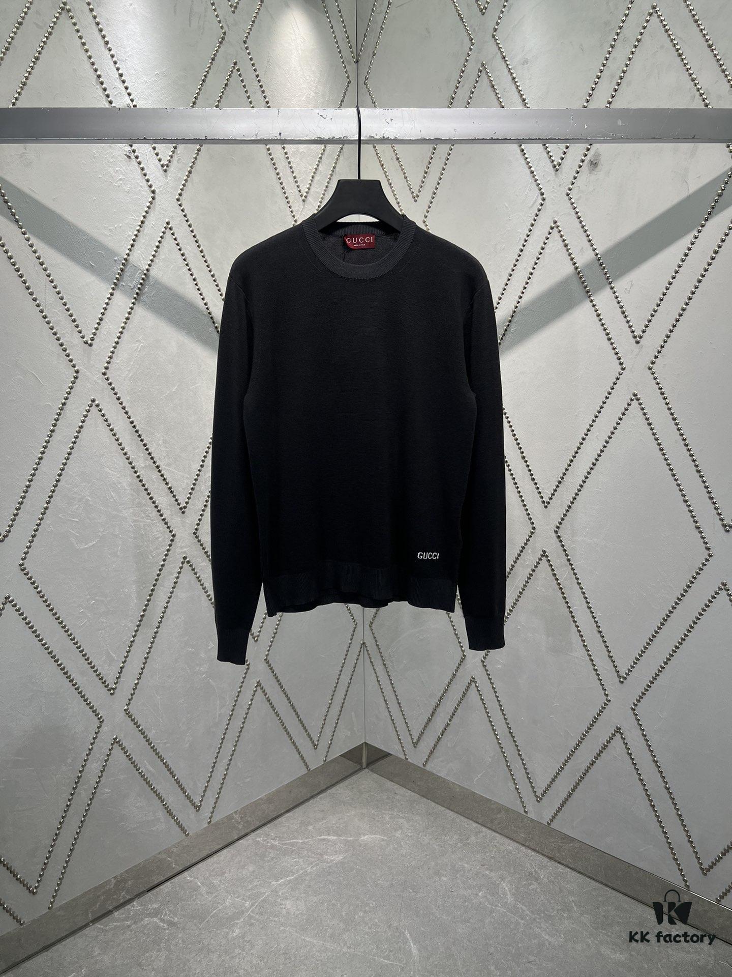 Gucci 25SS New Arrival Sweater Crafted from a Silk-Cotton Blend Knit Fabric, Embellished with Gucci Intarsia for Added Charm