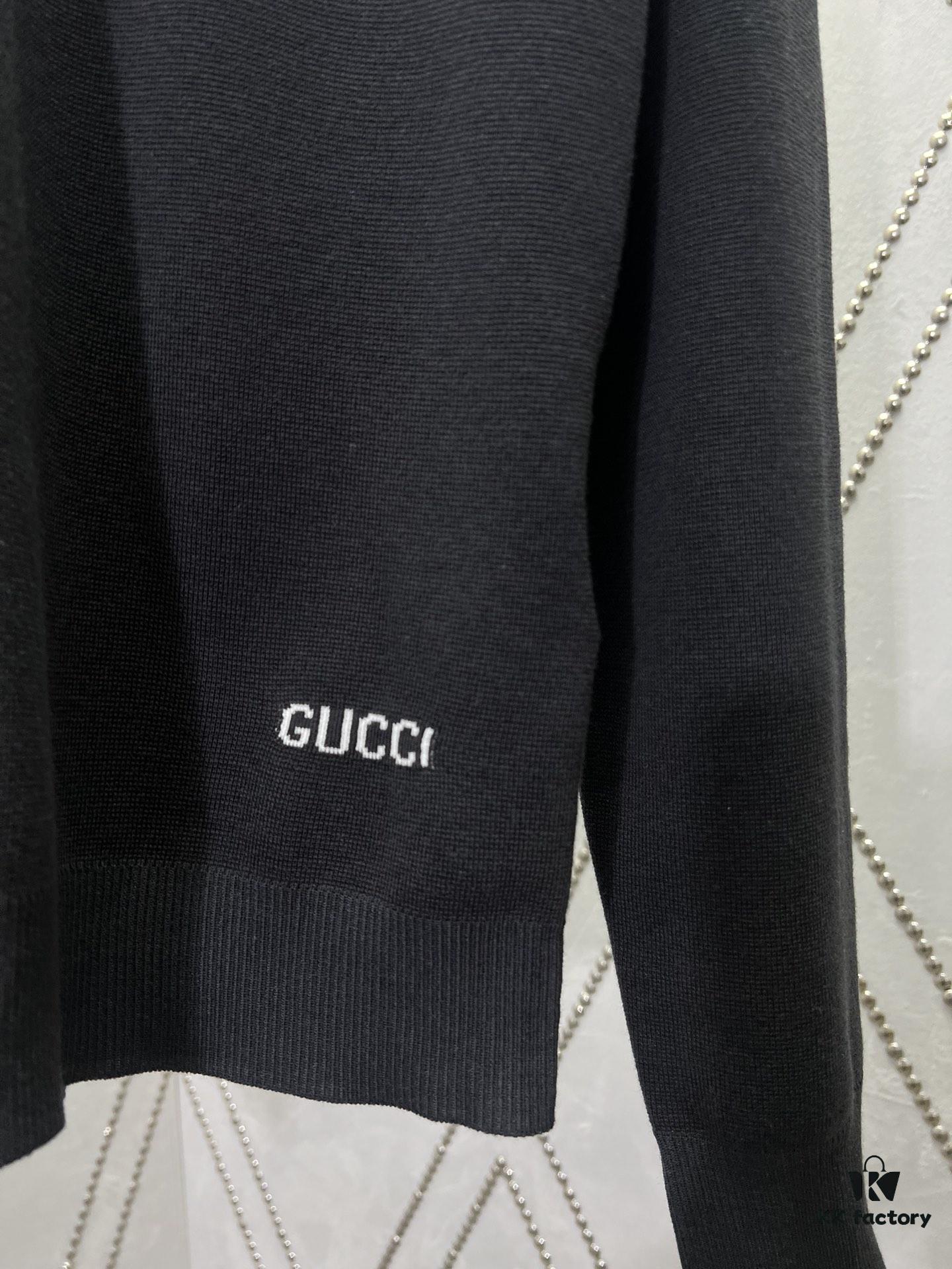 Gucci 25SS New Arrival Sweater Crafted from a Silk-Cotton Blend Knit Fabric, Embellished with Gucci Intarsia for Added Charm